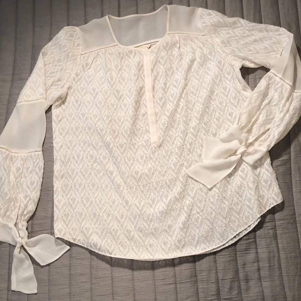 Rebecca Taylor silk, cotton textured blouse